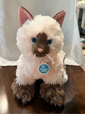Build-A-Bear Plush Siamese-Style Cat in Cream, Brown and Blue